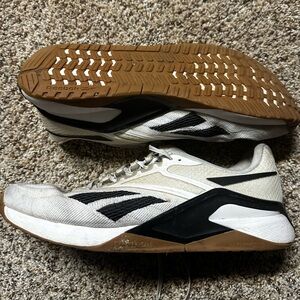 Reebok White and Black Sneakers with Brown Sole